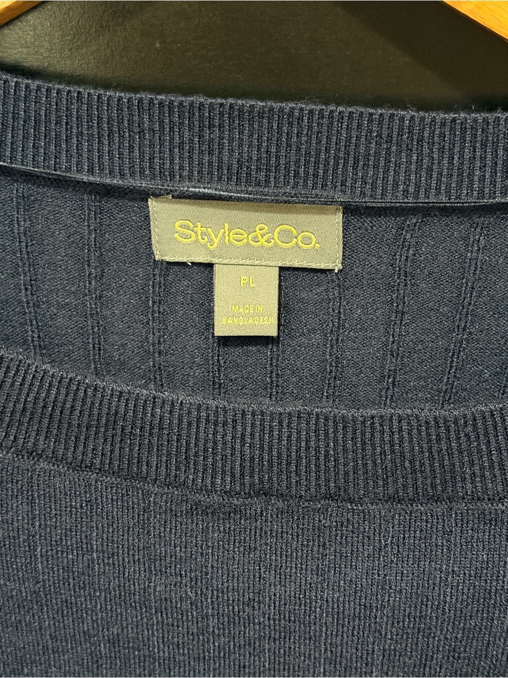Style & Co. Navy Ribbed Crewneck Sweater - Picture 3 of 4